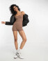 Фото #1 товара ASOS DESIGN seamless ribbed short unitard in mocha