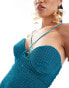 Фото #2 товара ASOS DESIGN hotfix cup detail halter mini dress in teal