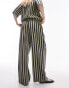 Topshop co-ord stripe linen straight leg trouser in multi Разноцветный, 38 - фото #4