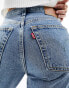 Levi's 501 crop straight fit jeans in blue with side stripe