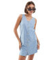 ASOS DESIGN denim button down dress in bleach BLAU, S - EU 36-38 - фото #2