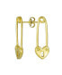 ფოტო #1 პროდუქტის Inspirational Symbol Paper Clip Love Lock Drop Sweet Heart Safety Pin Earrings Stud For Women Teen 14K Yellow Gold Plated .925 Sterling Silver