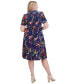 Фото #2 товара Plus Size Floral-Print Twist-Front Midi Dress