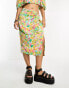 Only knot front sarong midi skirt co-ord in multi floral Bunt Geblümt, L - EU 40 - фото #2