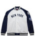 ფოტო #4 პროდუქტის Men's Derek Jeter White/Navy New York Yankees Cooperstown Collection Legends Lightweight Satin Raglan Full-Snap Jacket