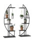 Фото #1 товара 5 Tier Metal Plant Stand Half Moon Shape Ladder Flower Pot Holder Shelf for Indoor Outdoor Patio Lawn Garden Balcony Decor, 2 Pack, Black