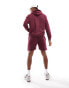 DTT overhead hoodie & jersey short set in burgundy