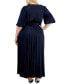 ფოტო #2 პროდუქტის Plus Size Surplice-Neck Belted Satin Maxi Dress
