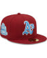 ფოტო #5 პროდუქტის Men's Cardinal Oakland Athletics 40th Anniversary Air Force Blue Undervisor 59FIFTY Fitted Hat