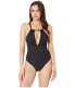 Фото #1 товара Amoressa Womens 183993 Seaborne Sabre Black One Piece Swimsuit Size 8