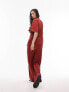 Фото #3 товара Topshop co-ord pull on crinkle wide leg trouser in rust