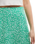 Monki midi skirt in green meadow floral