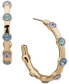 ფოტო #1 პროდუქტის Gold-Tone Medium Color Stone C-Hoop Earrings, 1.2"