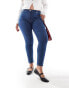 DTT Plus Jo mid rise skinny jeans in mid blue wash