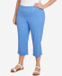 ფოტო #3 პროდუქტის Plus Size Pull-On Stretch Denim Lace Hem Capri Pants