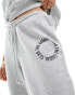 Pieces 'the casual club' slogan wide leg joggers co-ord in grey