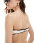 Stradivarius bandeau bikini top with contrast stitch in ecru