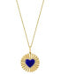 ფოტო #1 პროდუქტის EFFY® Lapis Lazuli & Diamond (1/10 ct. t.w.) Heart Halo Sunray Disc 18" Pendant Necklace in 14k Gold