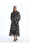 Фото #1 товара Платье женское LC WAIKIKI Classic с цветочным узором и воротником в виде рубашки