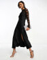 Y.A.S hybrid high neck lace top and satin slip dress in black