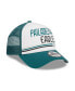 Фото #3 товара Men's White, Midnight Green Philadelphia Eagles Stacked A-Frame Trucker 9FORTY Adjustable Hat