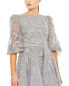Фото #3 товара Mac Duggal Embellished Puff Half Sleeve A-Line Dress Women's