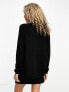 JDY slouchy longline jumper with side split in black