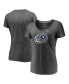 Фото #2 товара Women's Heather Charcoal Los Angeles Rams Super Bowl LVI Champions Ring Bling V-Neck T-shirt