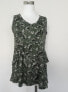 Style & Co Women's Floral Print Peplum V Neck Top Floral Green XS