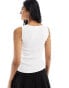 Фото #4 товара Weekday Annie rib boatneck top in white