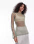 Topshop knitted open stitch top in sage Зеленый, XS - EU 32-34 - фото #2