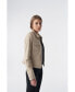 Women's Denim Style Zipper Suede Jacket, Beige