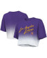 ფოტო #1 პროდუქტის Women's Threads Purple, White Los Angeles Lakers Dirty Dribble Tri-Blend Cropped T-shirt