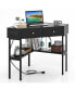 Space Saving Corner Computer Desk with 2 Large Drawers and Storage Shelf