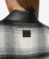 Фото #5 товара Women's Faux-Leather-Trim Cropped Plaid Jacket