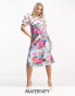 Фото #1 товара Hope & Ivy Maternity tie back puff sleeve midi dress in contrast floral