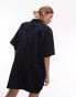 Topshop washed corduroy mini shirt dress in navy check