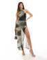 Фото #2 товара ASOS DESIGN sheer halter neck maxi dress with bodysuit in mono animal print