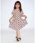 Girl Organic Cotton Dress With Flounce Sleeves White Printed Pop Strawberry - Child