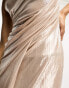 Фото #2 товара ASOS DESIGN one shoulder draped maxi dress with tie detail in gold