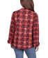 ფოტო #2 პროდუქტის Petite Size Long Sleeve Jacquard Knit Y-neck Top