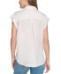 ფოტო #2 პროდუქტის Petite Button-Front Cap-Sleeve Shirt