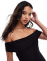 ASOS DESIGN bardot maxi dress with open back and train detail in black Черный, 46 - фото #4