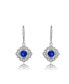Sterling Silver White Gold Plated Round Cubic Zirconia Petal Flower Style Earrings