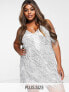 Фото #1 товара Jaded Rose Plus cami mini dress with silver sequin fringing