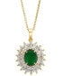 ფოტო #2 პროდუქტის EFFY® Emerald (1-1/2 ct. t.w.) & Diamond (1/5 ct. t.w.) Halo 18" Pendant Necklace in 14k Gold
