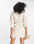 Фото #3 товара Whistles cotton belted corduroy mini shirt dress in cream - CREAM