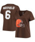 ფოტო #1 პროდუქტის Women's Plus Size Baker Mayfield Brown Cleveland Browns Name Number V-Neck T-shirt