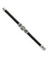 ფოტო #1 პროდუქტის Stainless Steel Antiqued and Black Braided Leather Bracelet