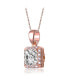 Sterling Silver with Colored Cubic Zirconia Asher Cut Square Framed Drop Pendant